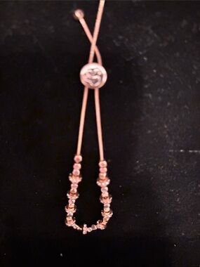 Adjustable Rose Gold Womens Bracelet with Crystal Beads